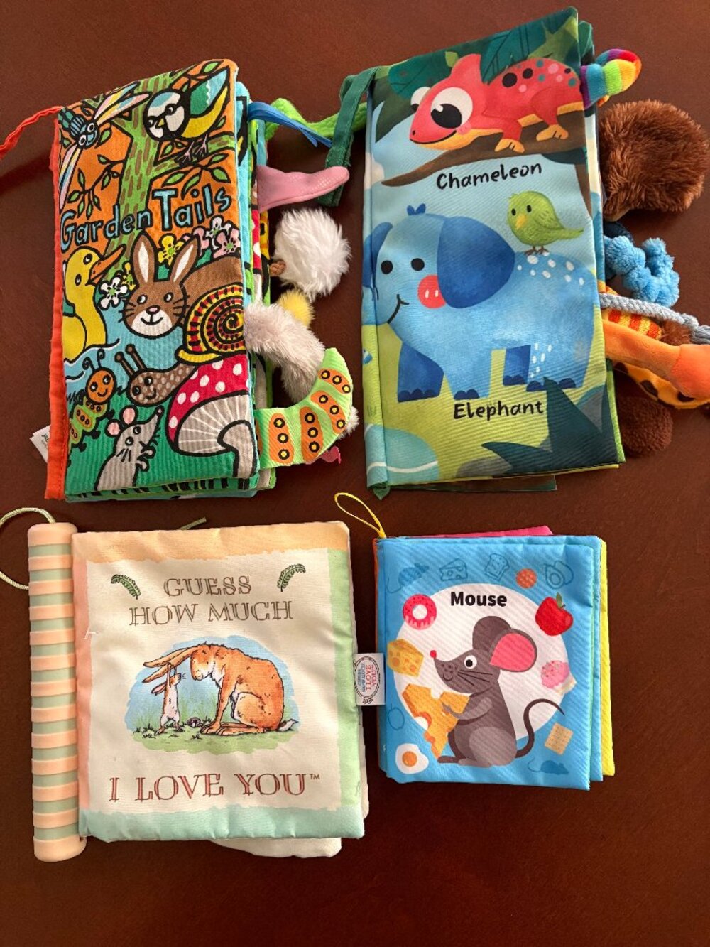 Lot of 4 Soft Baby Toddler Cloth Books Crinkle Sensory